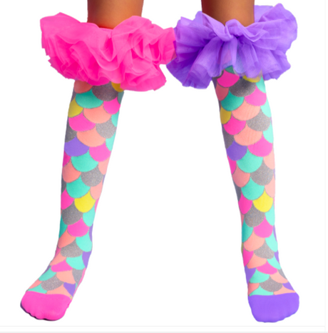 MADMIA 4-Pack Mermaid Knee High Socks - Toddlers Ages 3-5 (Crazy Sock Day)