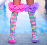 MADMIA Mermaid Frills Girls Knee High Socks - Kids & Adults Ages 6-99 (Crazy Sock Day)