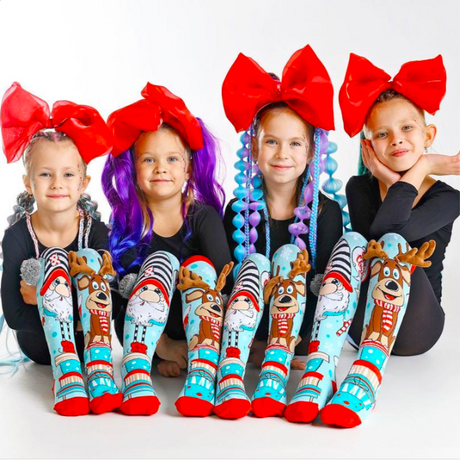 MADMIA 2-Pack Christmas Knee High Socks - Toddlers Ages 3-5 (Crazy Sock Day)