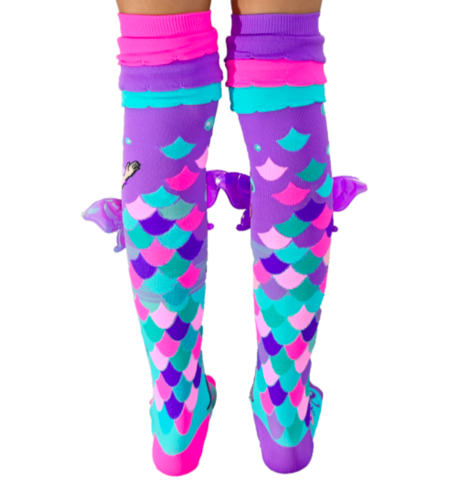 MADMIA Mermaid Vibes Girls Knee High Socks - Toddlers Ages 3-5 (Crazy Sock Day)