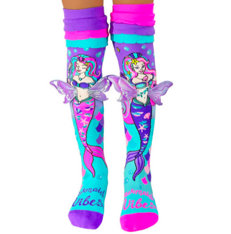 MADMIA 4-Pack Mermaid Knee High Socks - Toddlers Ages 3-5 (Crazy Sock Day)
