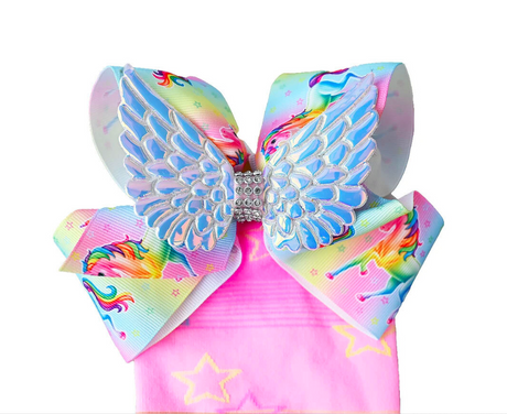MADMIA Girl's Unicorn Bows Kids & Adults Long Knee High Socks - pink/blue/yellow