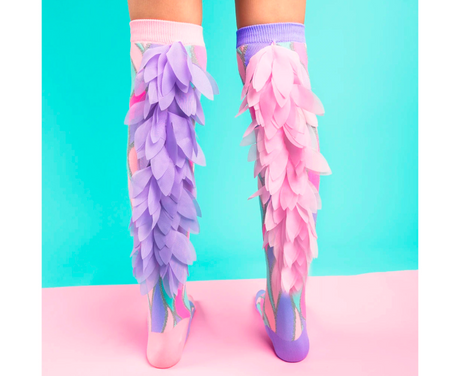 Madmia Fairy Floss Kids & Adults Long Knee High Socks - Girls Pair - Pink/Purple