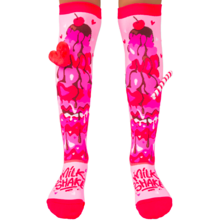 MADMIA Love Heart Girls Knee High Socks - Toddlers Ages 3-5 (Crazy Sock Day)