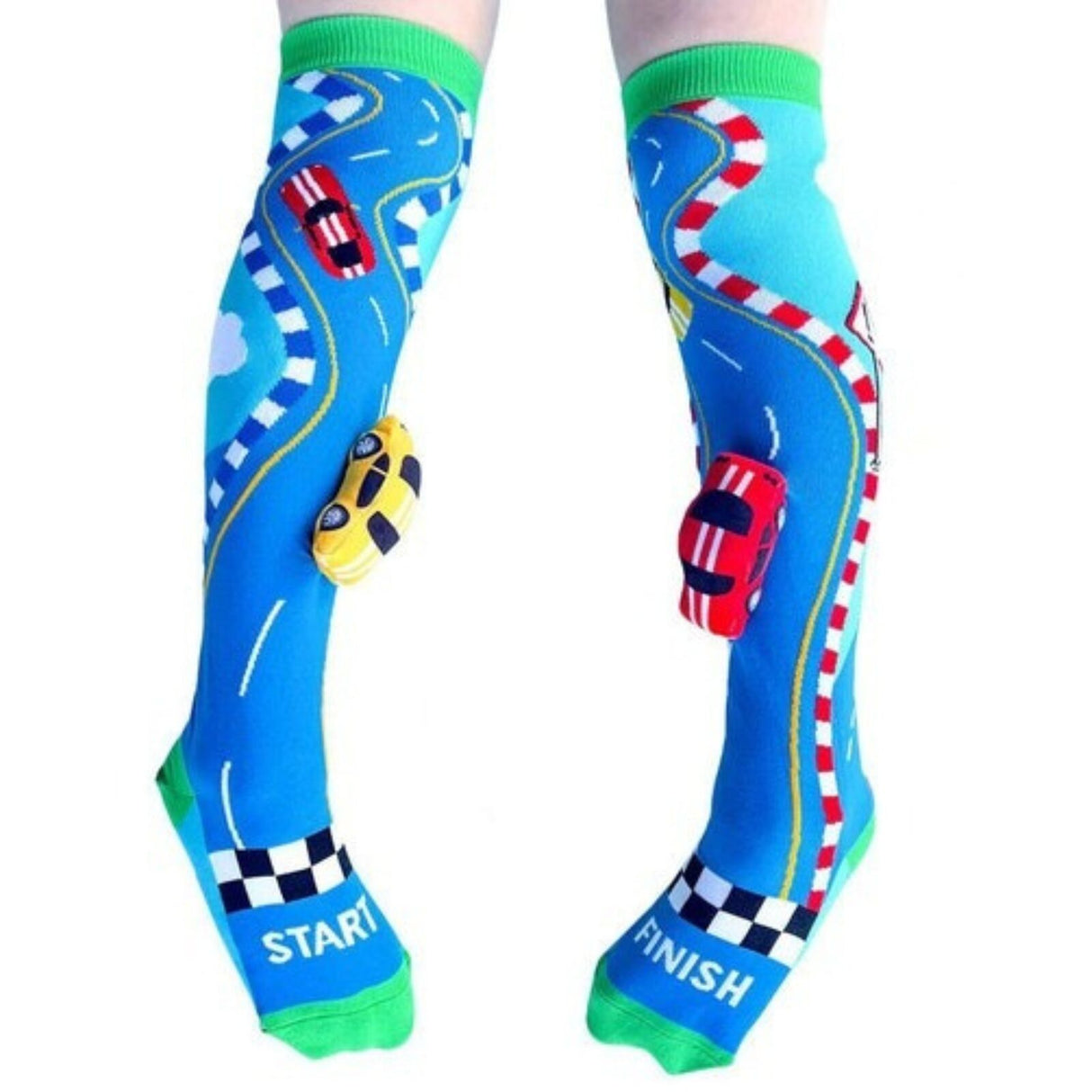MADMIA Racing Cars Knee High Socks - Toddlers Ages 3-5 (Crazy Sock Day)