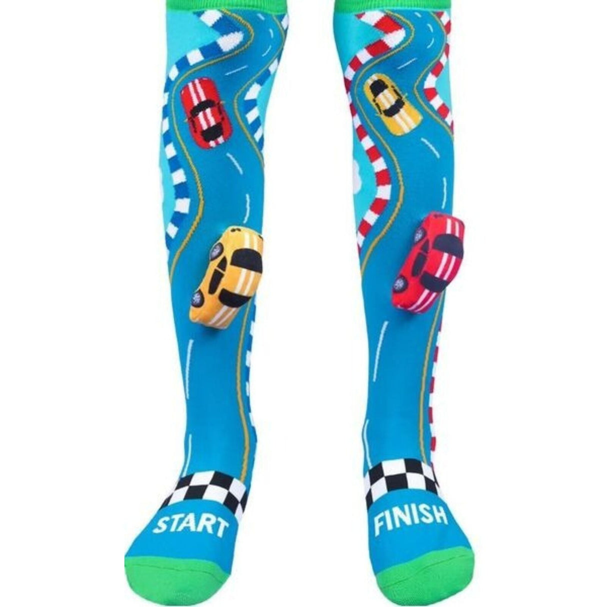 MADMIA Racing Cars Knee High Socks - Toddlers Ages 3-5 (Crazy Sock Day)