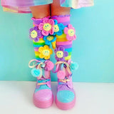 MADMIA Oopsie Daisy Knee High Socks - Toddlers Ages 3-5 - Plush Flower (Crazy Sock Day)