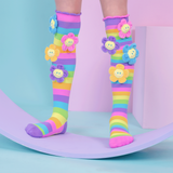 MADMIA Oopsie Daisy Knee High Socks - Kids & Adults Ages 6-99 - Plush Flower (Crazy Sock Day)