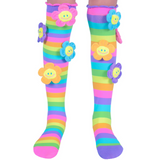 MADMIA Oopsie Daisy Knee High Socks - Kids & Adults Ages 6-99 - Plush Flower (Crazy Sock Day)