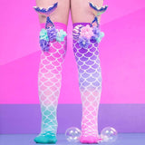 MADMIA Mermaid Tails Knee High Socks - Toddlers Ages 3-5 - 3D Tail & Seashell (Crazy Sock Day)