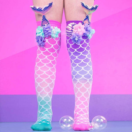MADMIA 4-Pack Mermaid Knee High Socks - Toddlers Ages 3-5 (Crazy Sock Day)