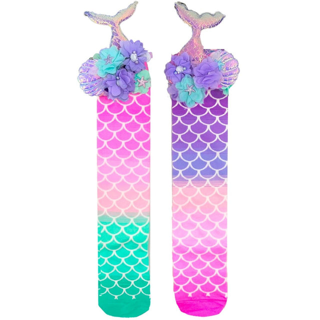 Madmia Mermaid Tails Socks Kids & Adults 6+ 3D Tail Starfish Seashell Crazy Sock Day