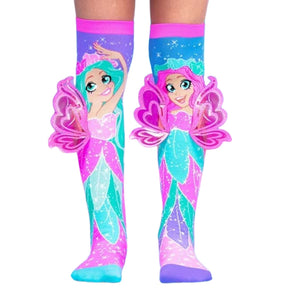 Madmia Fairy Socks Kids & Adults Age 6+ Glitter 3D Wings Crazy Sock Day Costume