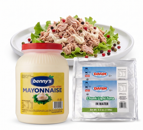 2.4kg Kosher Tuna + 3.78 Litres Benny's Kosher Extra Heavy Halal Mayonnaise (Tuna Mayo Bulk Pack)