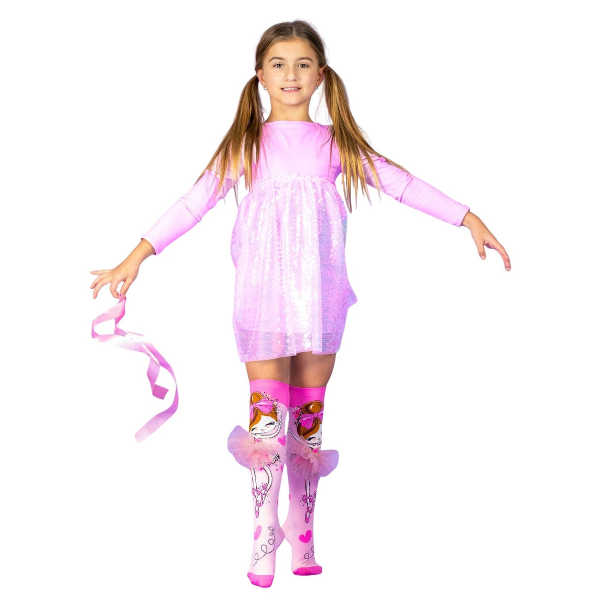 MADMIA Ballerina Girls Knee High Socks - Kids & Adults Ages 6-99 (Crazy Sock Day)