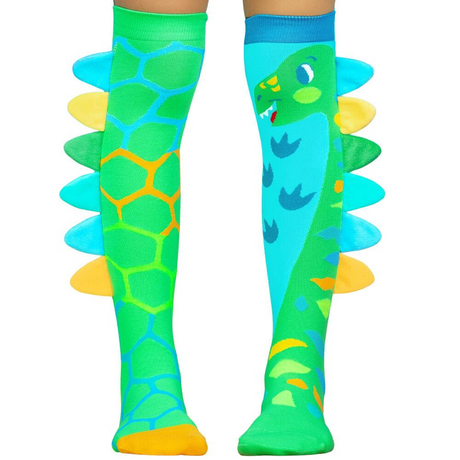 MADMIA 2-Pack Dino Roar Knee High Socks - Kids & Adults Ages 6-99 (Crazy Sock Day)