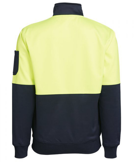 Munka Mens Hi Vis 1/4 Zip Fleece Sweat Sweater Jumper Warm Winter - Yellow/Navy