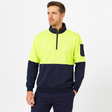 Munka Mens Hi Vis 1/4 Zip Fleece Sweat Sweater Jumper Warm Winter - Yellow/Navy - 3XL