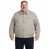 Mens Plus Size Jacket - Big & Tall Zip Up Bomber Coat (Military Style) in Beige