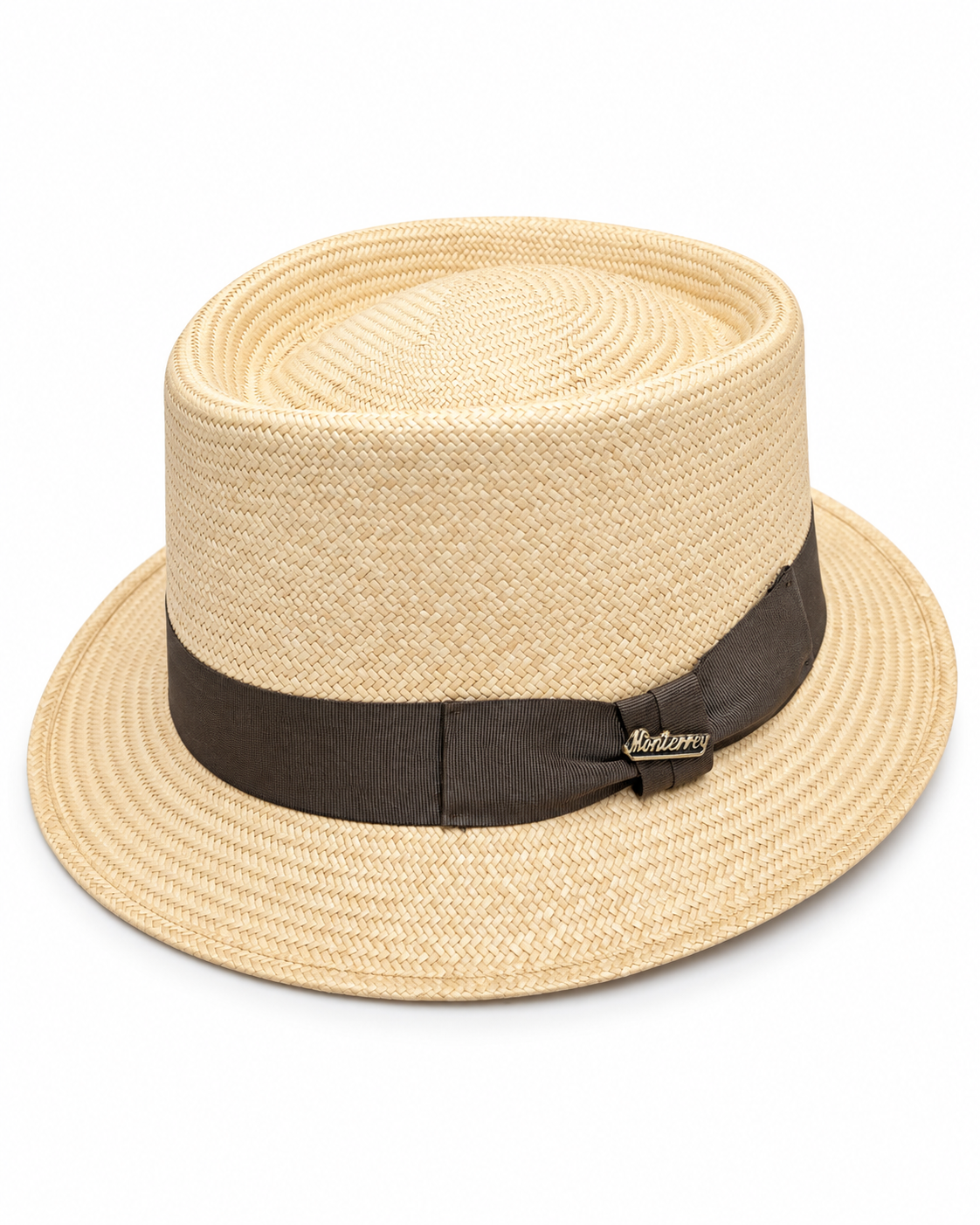 Woven Straw Pork Pie Trilby Hat - Natural