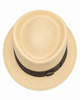 Woven Straw Pork Pie Trilby Hat - Natural
