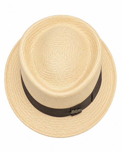 Monterrey Mens Woven Straw Pork Pie Hat - Natural (Trilby Style, 59cm)