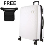 Milleni 75cm/124L Large Checked Luggage - White + Black Waist Bag (2-Item Travel Pack)