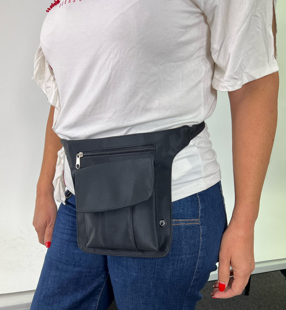 Milleni 75cm/124L Large Checked Luggage - White + Black Waist Bag (2-Item Travel Pack)