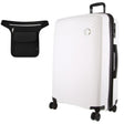 Milleni 75cm/124L Large Checked Luggage - White + Black Waist Bag (2-Item Travel Pack)