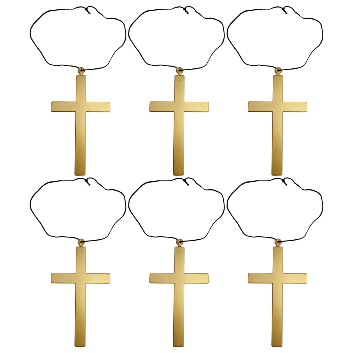 6x Monk Cross Necklace Bulk Pack - Priest/Nun Religious (Halloween & Fancy Dress Accessory)