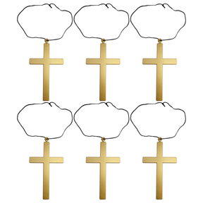 6x Monk Cross Necklace Bulk Pack - Priest/Nun Religious (Halloween & Fancy Dress Accessory)
