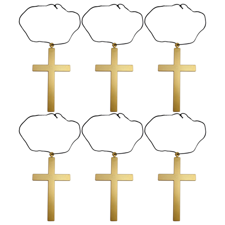 6x Monk Cross Necklace Bulk Pack - Priest/Nun Religious (Halloween & Fancy Dress Accessory)