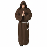 Adult Monk Medieval Costume Mens Priest Hooded Robe Friar Fancy Dress Halloween
