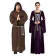 Monk & Maiden Medieval Couples Costume Set - His & Hers Renaissance Halloween Fancy Dress