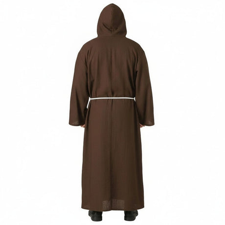 Adult Monk Medieval Costume Mens Priest Hooded Robe Friar Fancy Dress Halloween