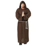 Adult Monk Medieval Costume - Mens Priest Hooded Robe Friar (Halloween & Fancy Dress)