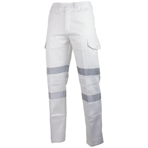 Tough Inc Cargo Pants - White w/ Reflective Scotch Tape (Painter/Night Worker Workwear UV50+)