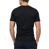 Thermo Fleece Mens 100% Merino Wool V Neck Thermal Short Sleeve Top - Black