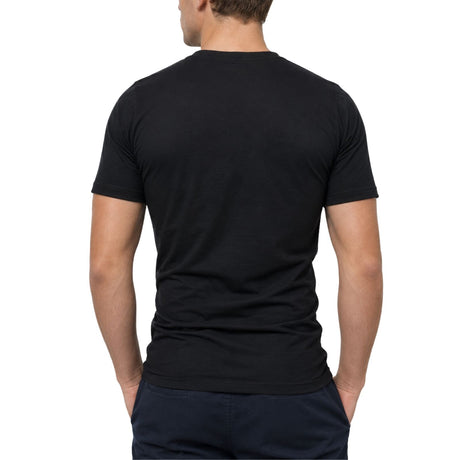 Thermo Fleece Mens 100% Merino Wool V Neck Thermal Short Sleeve Top - Black
