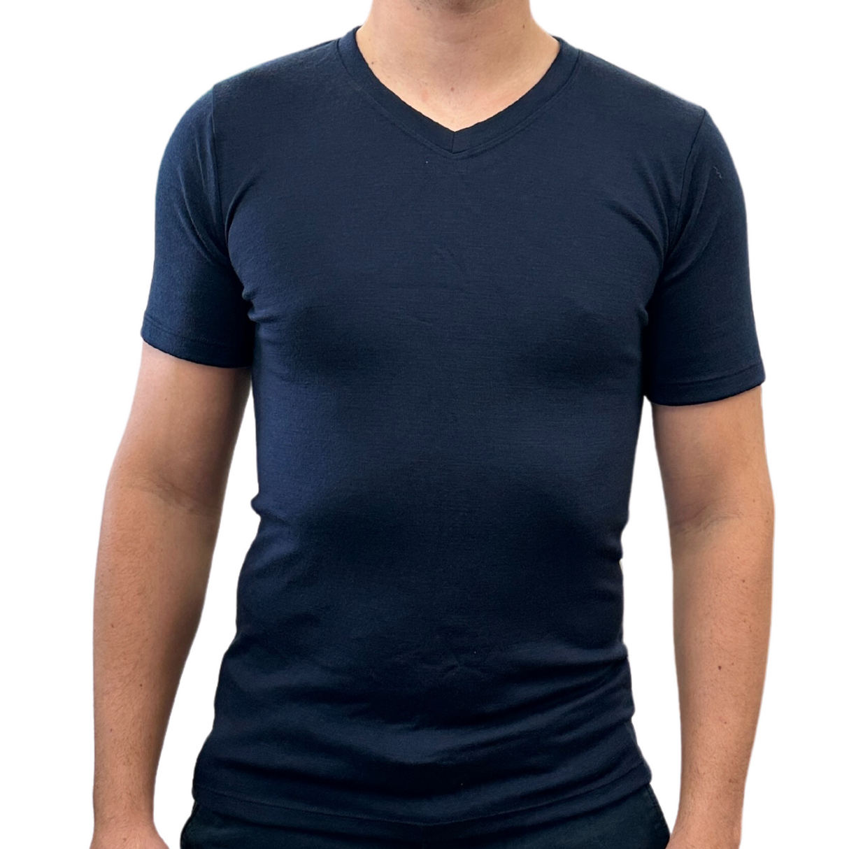 Mens 100% Pure Merino Wool V-Neck Short Sleeve Top T Shirt Thermal Underwear