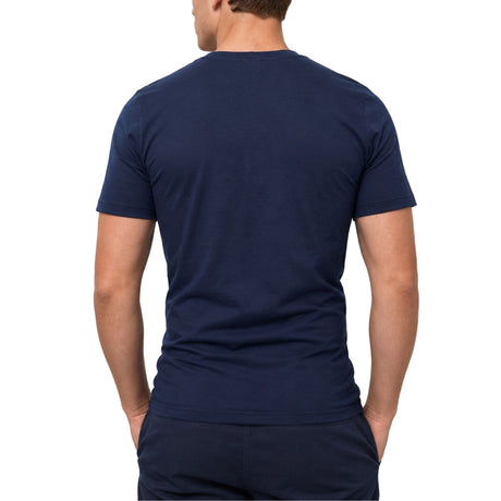 Thermo Fleece Mens 100% Merino Wool V Neck Thermal Short Sleeve Top - Navy