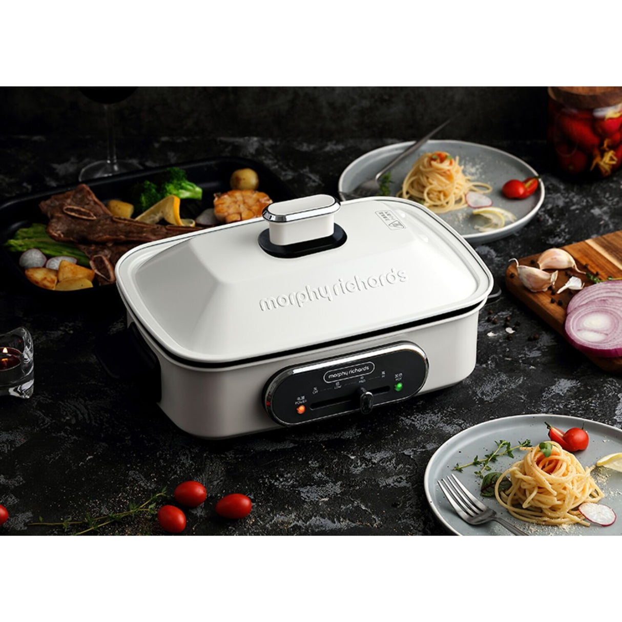 Morphy Richards 1400W Non-Stick Electric Multifunction Hot Pot Cooking Set (MRMP25WT)