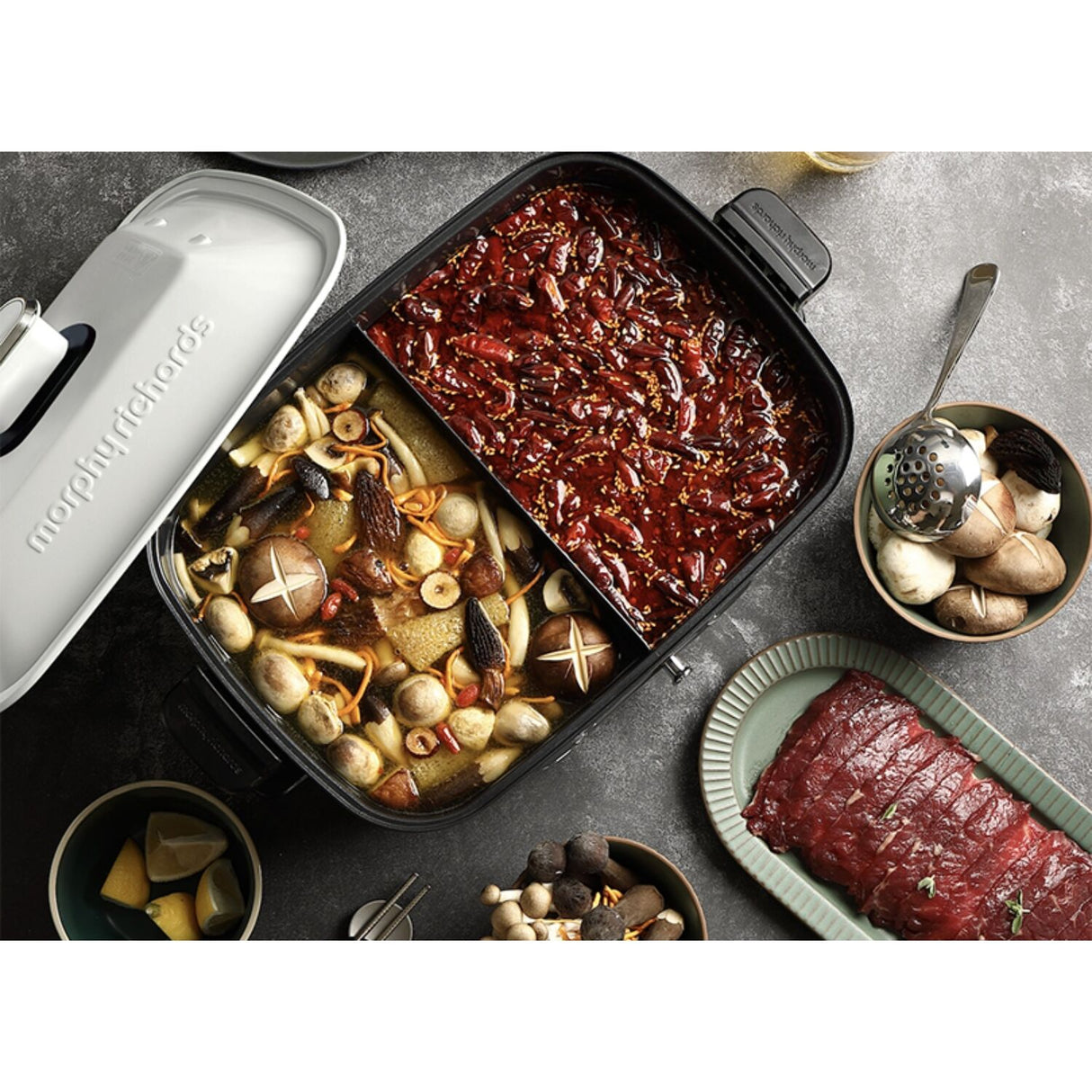 Morphy Richards 1400W Non-Stick Electric Multifunction Hot Pot Cooking Set (MRMP25WT)