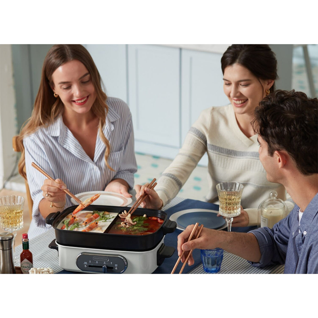 Morphy Richards 1400W Non-Stick Electric Multifunction Hot Pot Cooking Set (MRMP25WT)