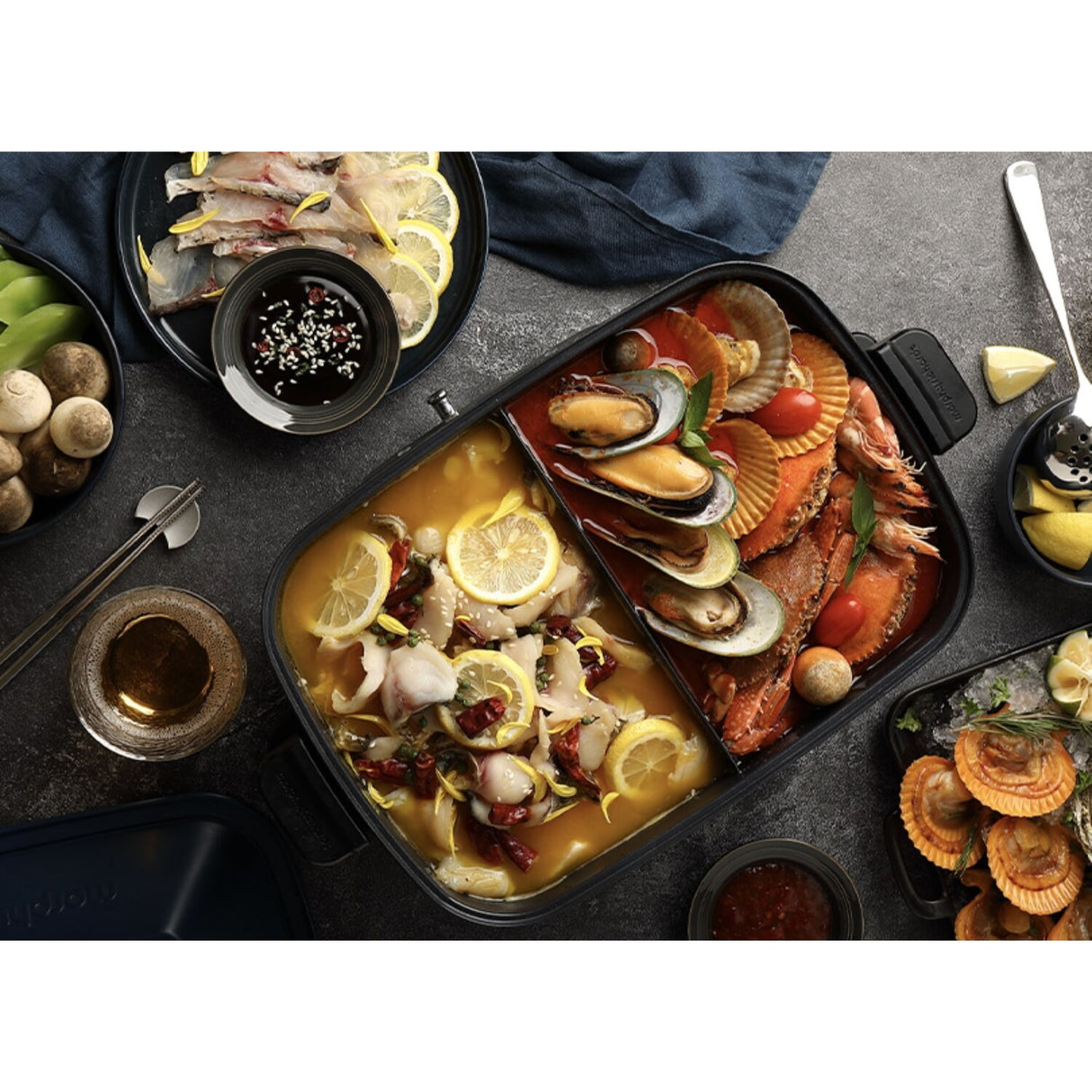 Morphy Richards 1400W Non-Stick Electric Multifunction Hot Pot Cooking Set (MRMP25WT)