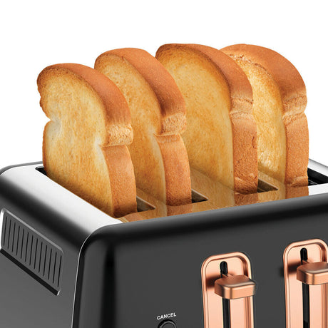 Morphy Richards Ascend 4 Slice Toaster Rose Gold Black