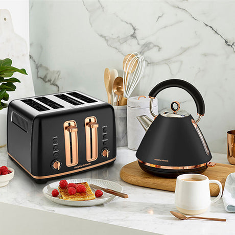 Morphy Richards Ascend 4 Slice Toaster Rose Gold Black