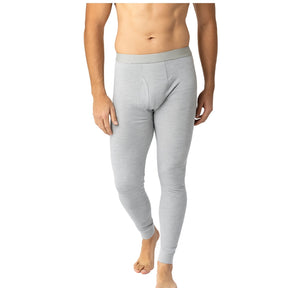Merino Skins Mens Classic Long Johns - Soft Grey Marle (Wool Thermal Underwear Pants)