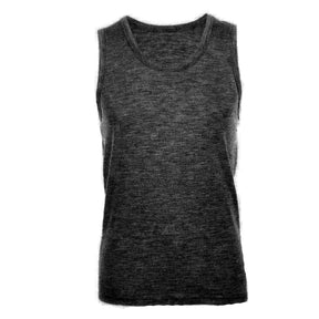 MERINO SKINS Mens Classic Round Neck Tank Singlet Thermal Top - Black