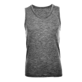 MERINO SKINS Mens Classic Round Neck Tank Singlet Thermal Top - Soft Grey